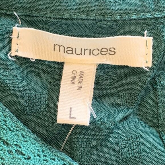 Maurices  Green Long Sleeve Blouse Size Large - Picture 6 of 11